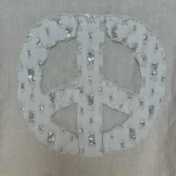 Marisima Linen Boho Chic Peace Sign Womens Top Made in Italy OS NWOT - Picture 3 of 10
